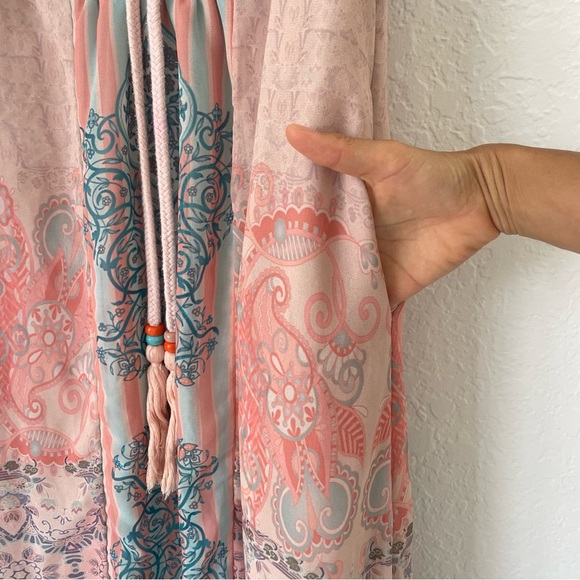 Soft Surroundings Maxi Dress S Smocked Boho Floral Paisley Hippie Beach Pockets - Picture 12 of 16